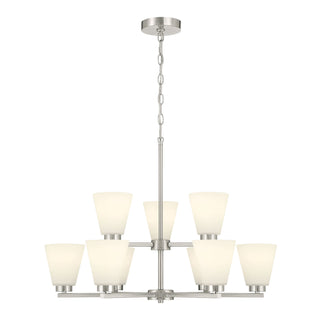 Strayhan Nine Light Chandelier in Brushed Nickel
