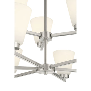 Strayhan Nine Light Chandelier in Brushed Nickel
