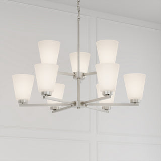Strayhan Nine Light Chandelier in Brushed Nickel