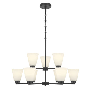 Strayhan Nine Light Chandelier in Matte Black