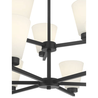 Strayhan Nine Light Chandelier in Matte Black