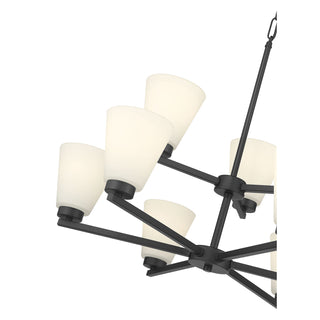 Strayhan Nine Light Chandelier in Matte Black