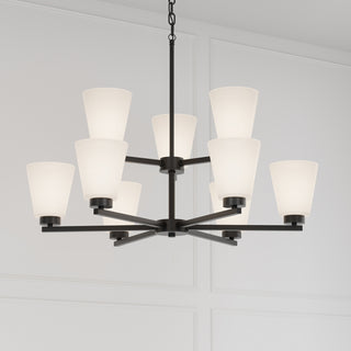 Strayhan Nine Light Chandelier in Matte Black