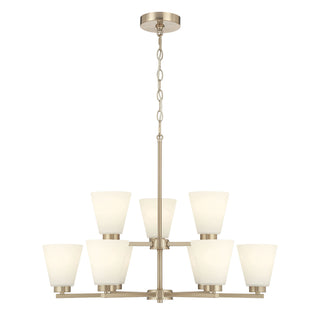 Strayhan Nine Light Chandelier in Modern Gold