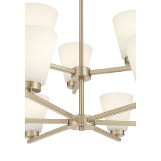 Strayhan Nine Light Chandelier in Modern Gold