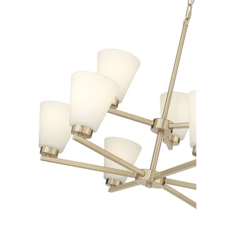 Strayhan Nine Light Chandelier in Modern Gold