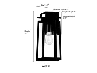 Kendrix One Light Lantern in Powder Coated Black