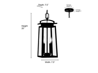 Kendrix Two Light Hanging Lantern in Powder Coated Black