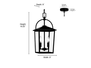 Strathden Two Light Hanging Lantern in Powder Coated Black