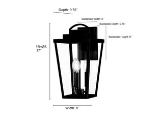 Brenwick Three Light Lantern in Powder Coated Black