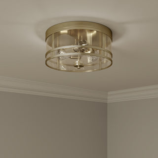 Lunden Three Light Flush Mount in Modern Gold