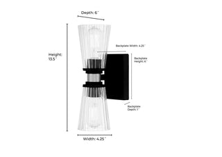 Lustria Two Light Wall Sconce in Matte Black