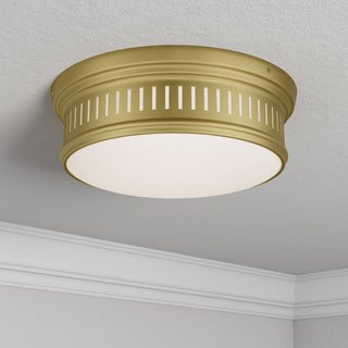 Velune Two Light Flush Mount in Vintage Brass
