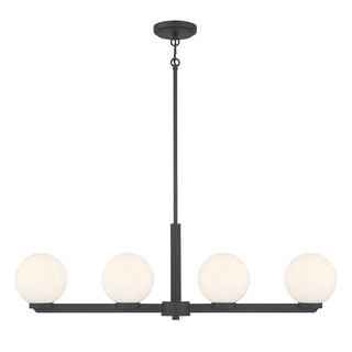Ardeva Four Light Linear Chandelier in Matte Black
