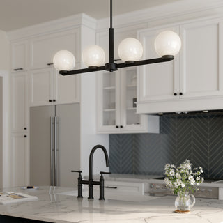 Ardeva Four Light Linear Chandelier in Matte Black