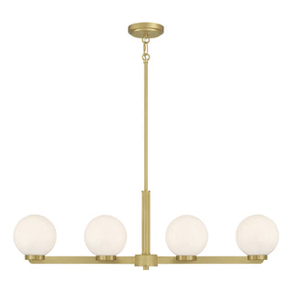 Ardeva Four Light Linear Chandelier in Vintage Brass
