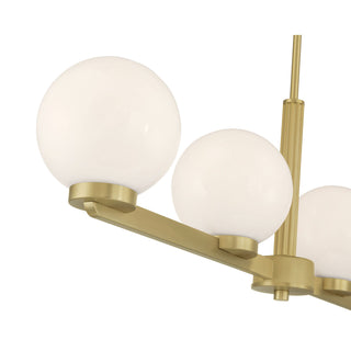 Ardeva Four Light Linear Chandelier in Vintage Brass