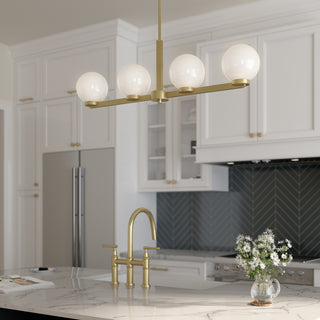Ardeva Four Light Linear Chandelier in Vintage Brass