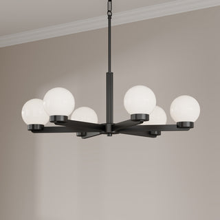 Ardeva Six Light Chandelier in Matte Black