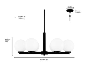Ardeva Six Light Chandelier in Matte Black