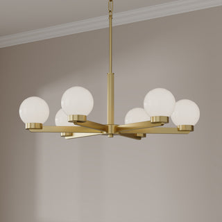Ardeva Six Light Chandelier in Vintage Brass