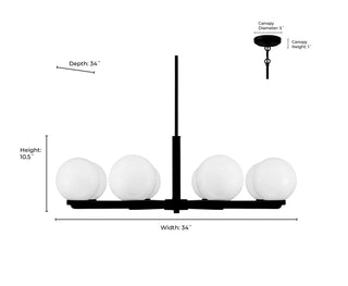 Ardeva Eight Light Chandelier in Matte Black