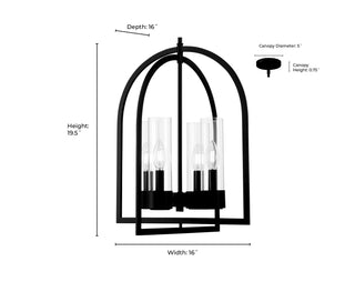 Evandrel Four Light Pendant in Matte Black