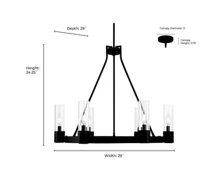 Evandrel Six Light Chandelier in Matte Black