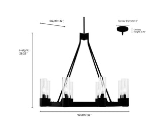 Evandrel Eight Light Chandelier in Matte Black
