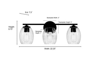 Miravelle Three Light Vanity in Matte Black