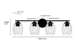 Miravelle Four Light Vanity in Matte Black