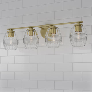 Miravelle Four Light Vanity in Vintage Brass