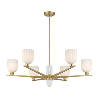 Collier Six Light Chandelier in Warm Brass