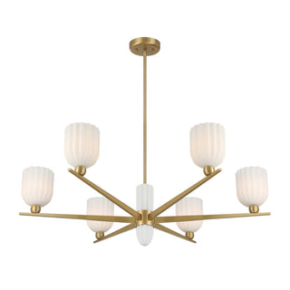 Collier Six Light Chandelier in Warm Brass
