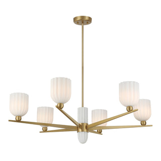 Collier Six Light Chandelier in Warm Brass