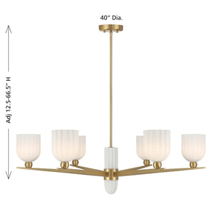 Collier Six Light Chandelier in Warm Brass