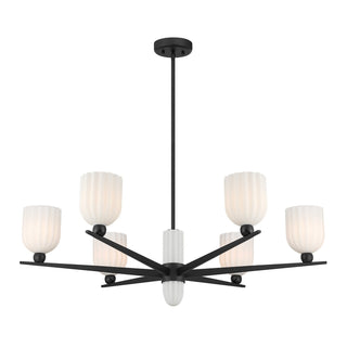 Collier Six Light Chandelier in Matte Black