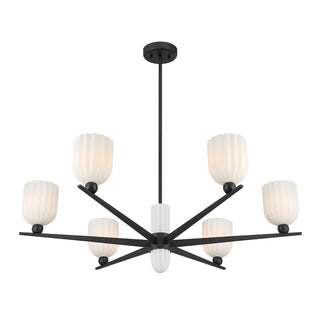 Collier Six Light Chandelier in Matte Black