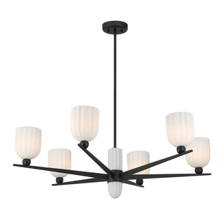 Collier Six Light Chandelier in Matte Black