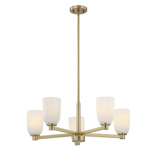 Baldwin Five Light Chandelier in Noble Brass