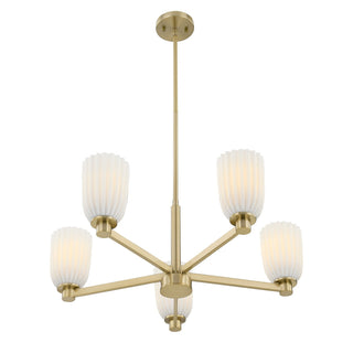 Baldwin Five Light Chandelier in Noble Brass