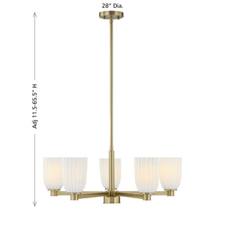 Baldwin Five Light Chandelier in Noble Brass