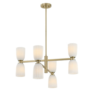Baldwin Eight Light Chandelier in Noble Brass