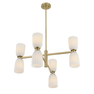 Baldwin Eight Light Chandelier in Noble Brass