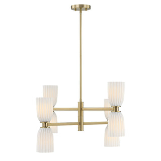 Baldwin Eight Light Chandelier in Noble Brass