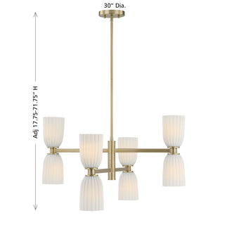Baldwin Eight Light Chandelier in Noble Brass