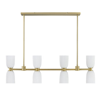 Baldwin Eight Light Linear Chandelier in Noble Brass