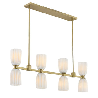 Baldwin Eight Light Linear Chandelier in Noble Brass