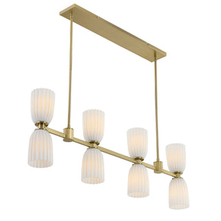 Baldwin Eight Light Linear Chandelier in Noble Brass