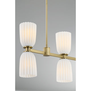 Baldwin Eight Light Linear Chandelier in Noble Brass
